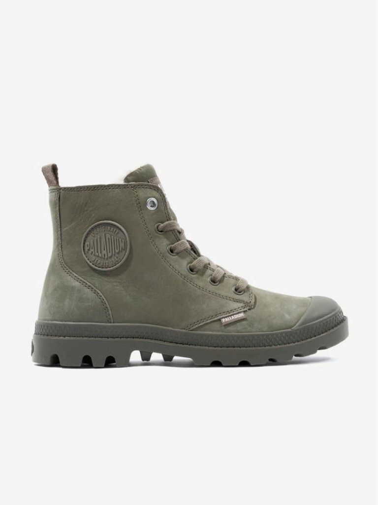 PALLADIUM Pampa Hi Zip WL - Damenschuh Grün aus Nubuk/Velours