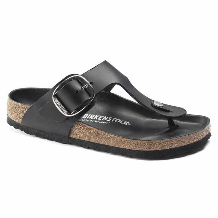 BIRKENSTOCK GIZEH BIG BUCKLE - Damenschuh Schwarz aus Leder